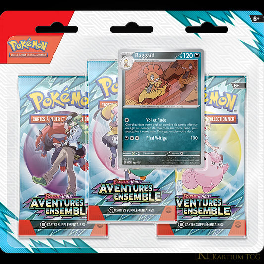 Tripack Pokémon EV09 Aventures Ensemble - 3 Boosters + Promo FR